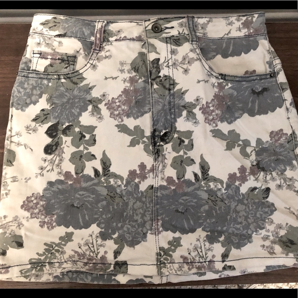 Kimchi Blue denim floral mini skirt